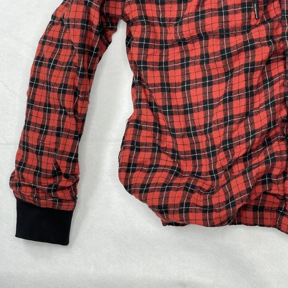 Urban Outfitters Heavy Hoodie Womens Medium Red Plaid Button Up Sweatshirt - Picture 6 of 12